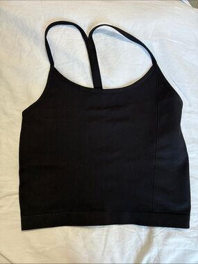 ZYIA M Black Ribbed Racerback Crop Tank  Women